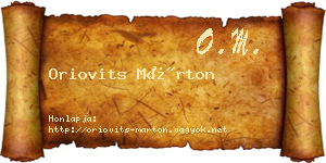Oriovits Márton névjegykártya